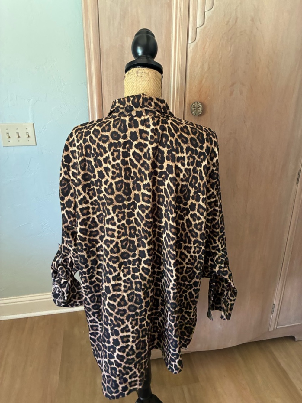 Michael Kors Leopard Animal Print Zipper blouse top jacket Plus Size 3X New - Picture 6 of 16